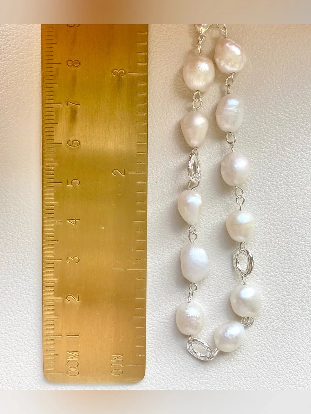 Freshwater Pearl Link Bracelet - White Pearls